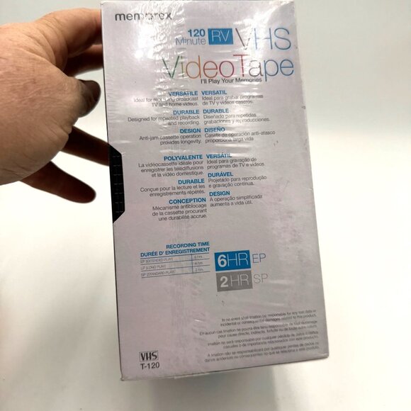 Memorex 120 Minute RV 6-Hour Blank VHS Tapes T-120 PG Pack of 5 NEW Sealed - Picture 8 of 10